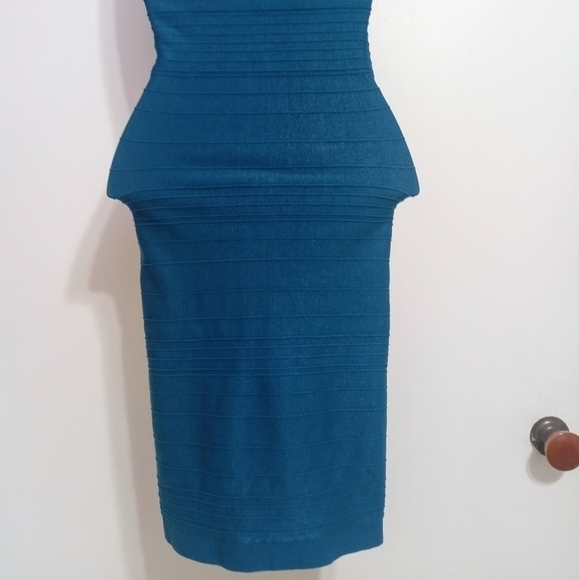 Bebe One Shoulder Bodycon Dress Aqua Knit Small - Picture 8 of 11